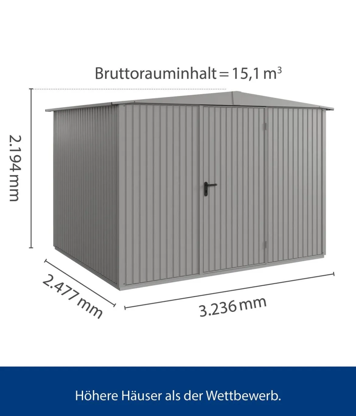 Hörmann Berry-Gerätehaus Classic-S Typ 3, ca. B323,6/H219,4/T247,7 cm