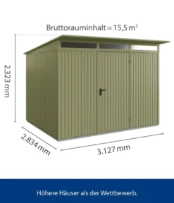 Hörmann Berry-Gerätehaus Classic-P Typ 3, ca. B312,7/H232,3/T283,4 cm