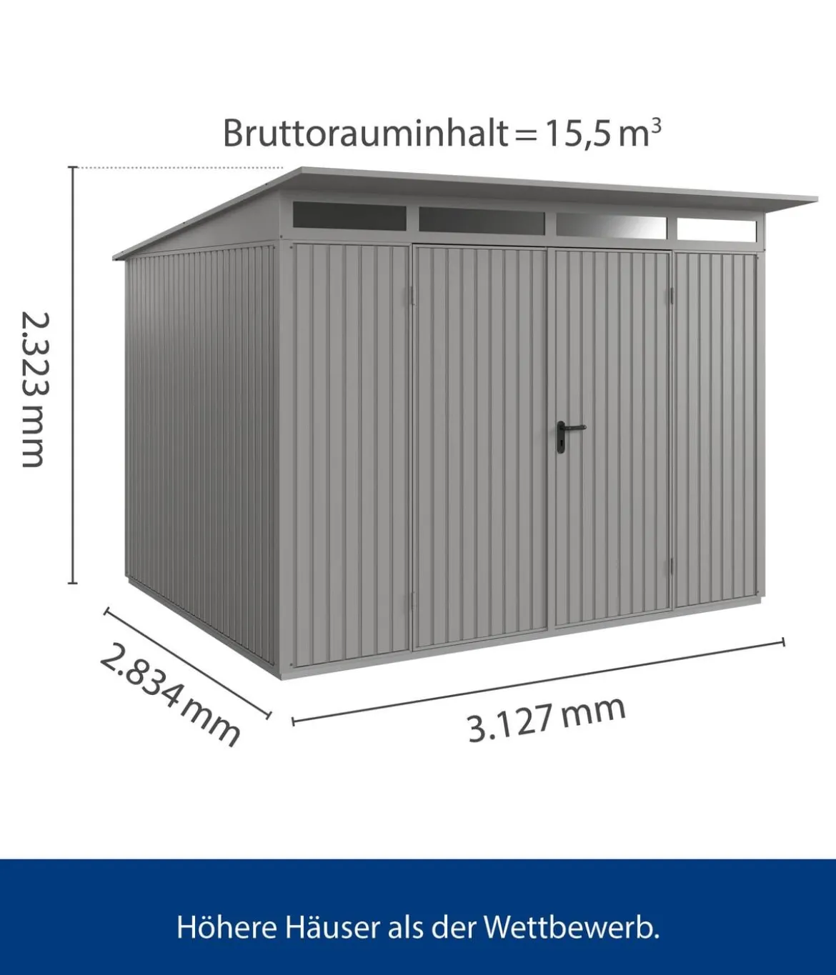 Hörmann Berry-Gerätehaus Classic-P Typ 3, ca. B312,7/H232,3/T283,4 cm