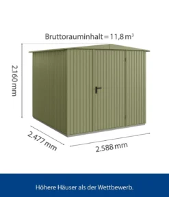 Hörmann Berry-Gerätehaus Classic-S Typ 2, ca. B258,8/H216/T247,7 cm