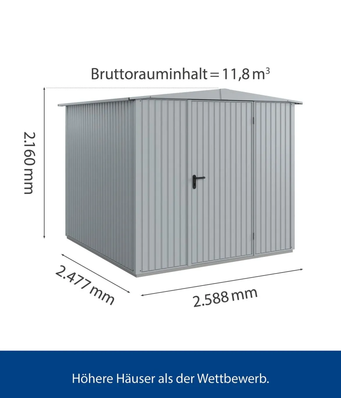 Hörmann Berry-Gerätehaus Classic-S Typ 2, ca. B258,8/H216/T247,7 cm