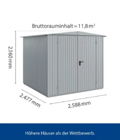 Hörmann Berry-Gerätehaus Classic-S Typ 2, ca. B258,8/H216/T247,7 cm