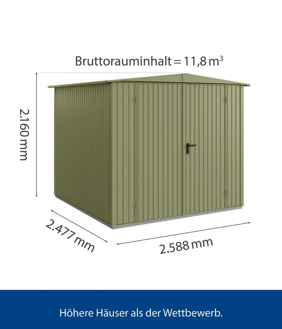 Hörmann Berry-Gerätehaus Classic-S Typ 2, ca. B258,8/H216/T247,7 cm