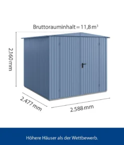Hörmann Berry-Gerätehaus Classic-S Typ 2, ca. B258,8/H216/T247,7 cm