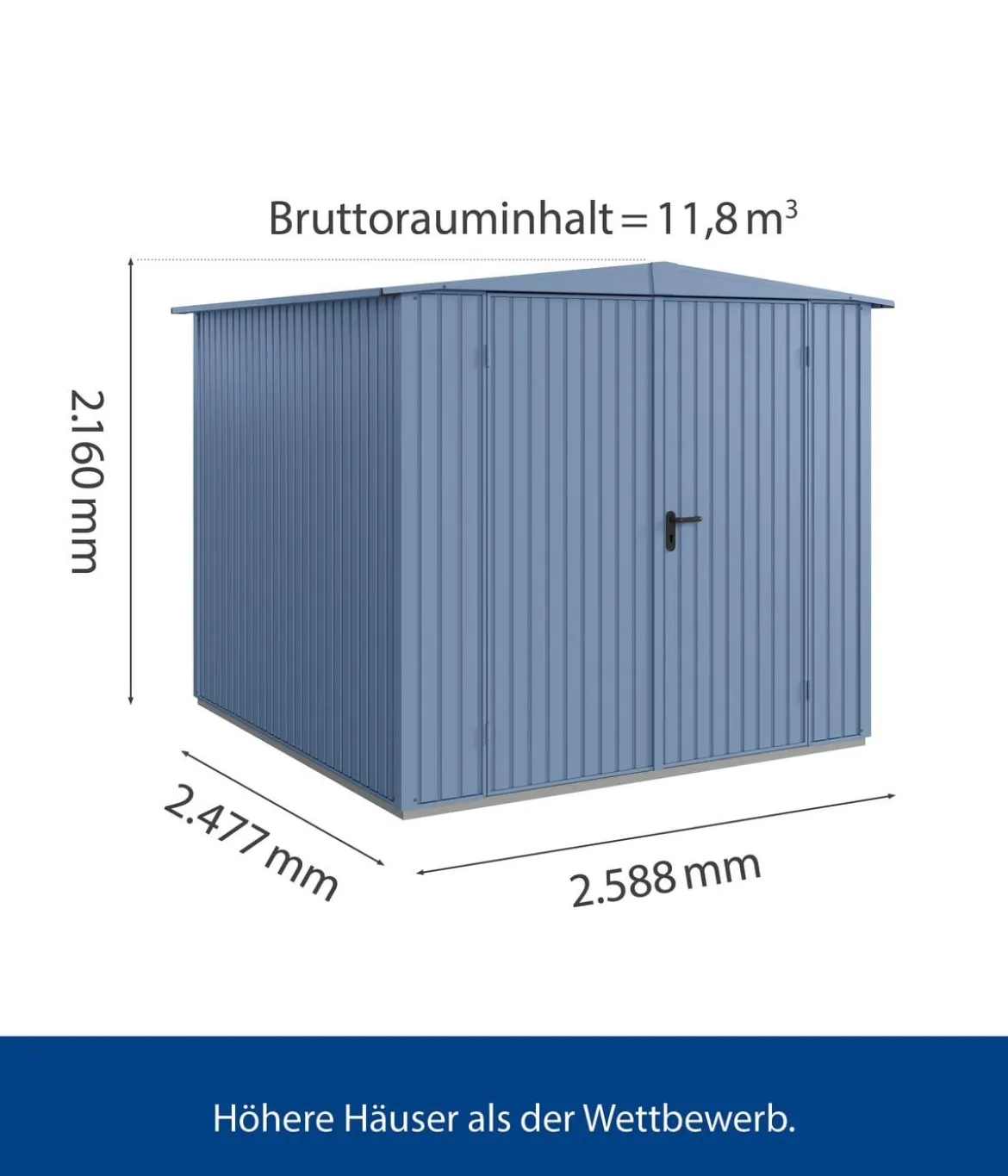 Hörmann Berry-Gerätehaus Classic-S Typ 2, ca. B258,8/H216/T247,7 cm