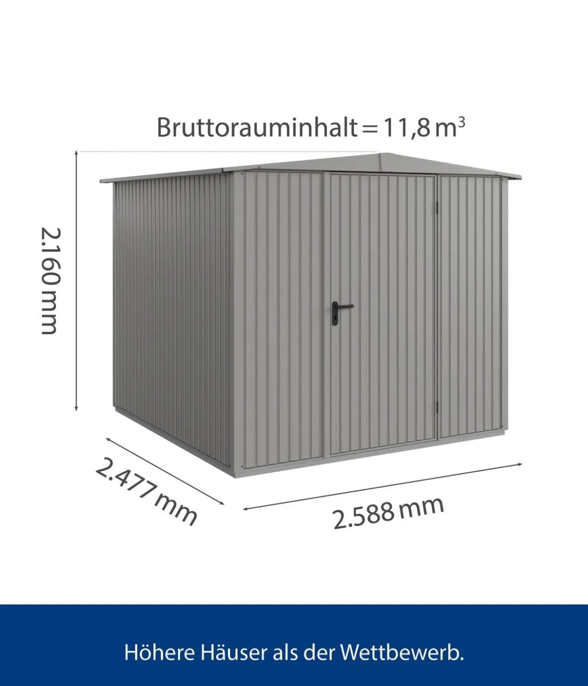 Hörmann Berry-Gerätehaus Classic-S Typ 2, ca. B258,8/H216/T247,7 cm