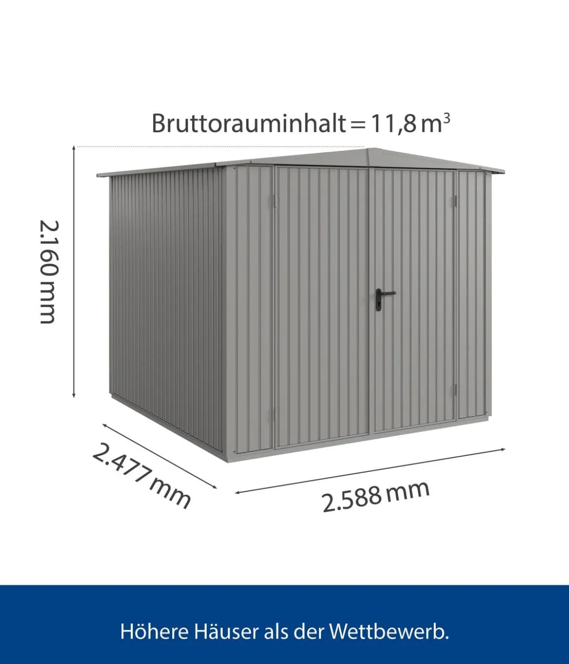Hörmann Berry-Gerätehaus Classic-S Typ 2, ca. B258,8/H216/T247,7 cm