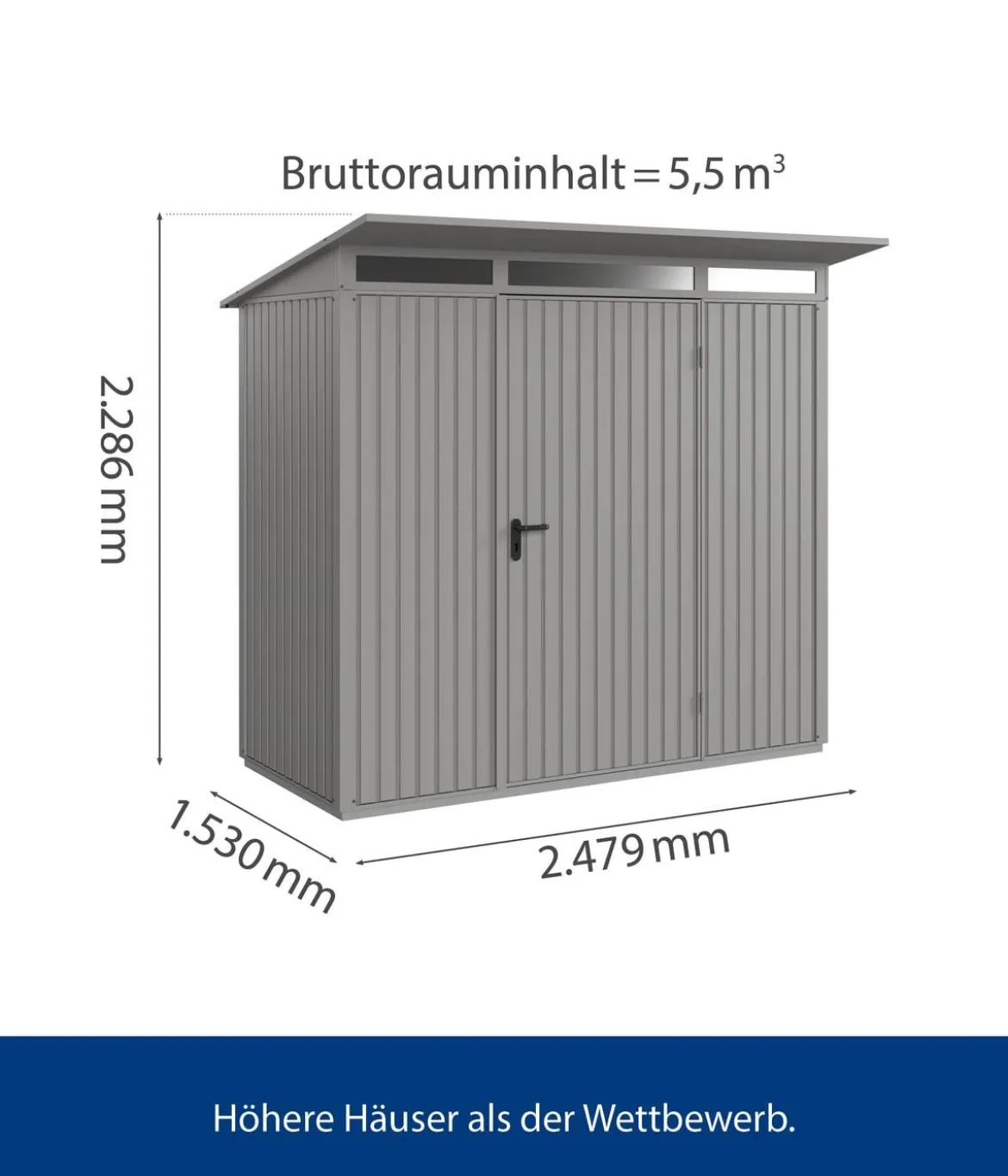 Hörmann Berry-Gerätehaus Classic-P Typ 1, ca. B247,9/H228,6/T153 cm