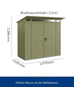 Hörmann Berry-Gerätehaus Classic-P Typ 1, ca. B247,9/H228,6/T153 cm