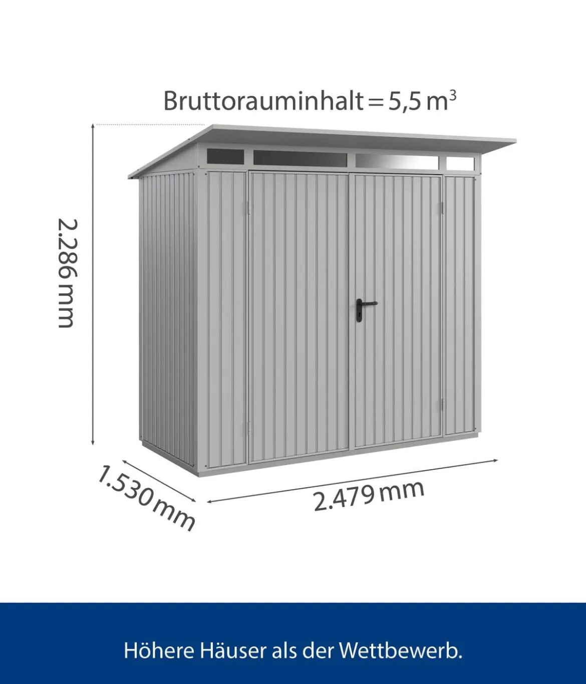 Hörmann Berry-Gerätehaus Classic-P Typ 1, ca. B247,9/H228,6/T153 cm