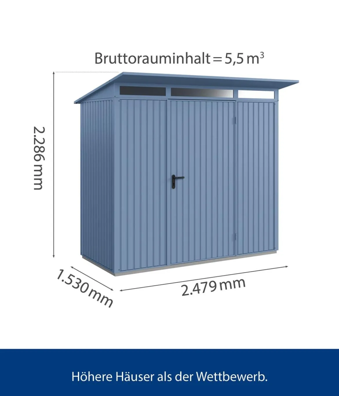 Hörmann Berry-Gerätehaus Classic-P Typ 1, ca. B247,9/H228,6/T153 cm