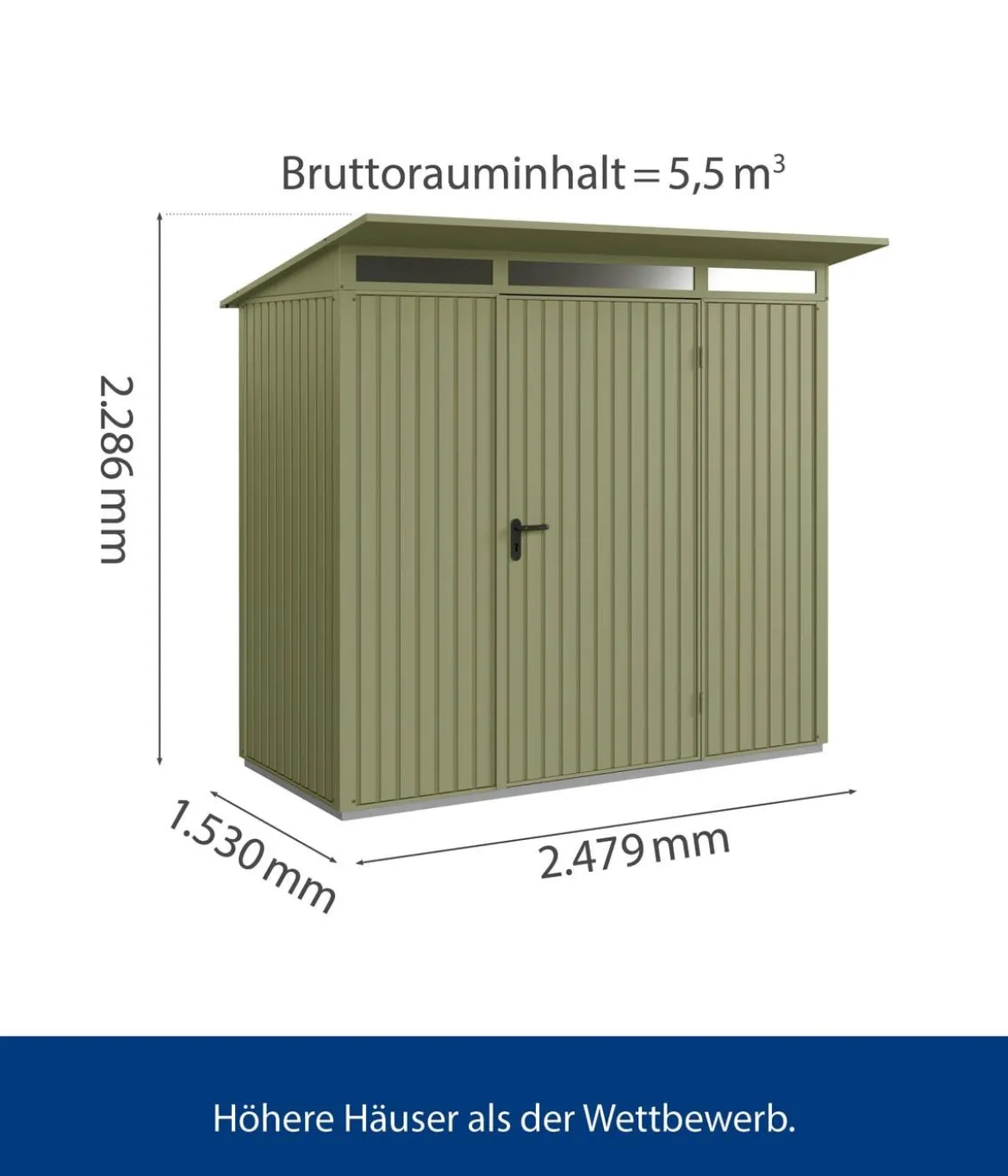 Hörmann Berry-Gerätehaus Classic-P Typ 1, ca. B247,9/H228,6/T153 cm