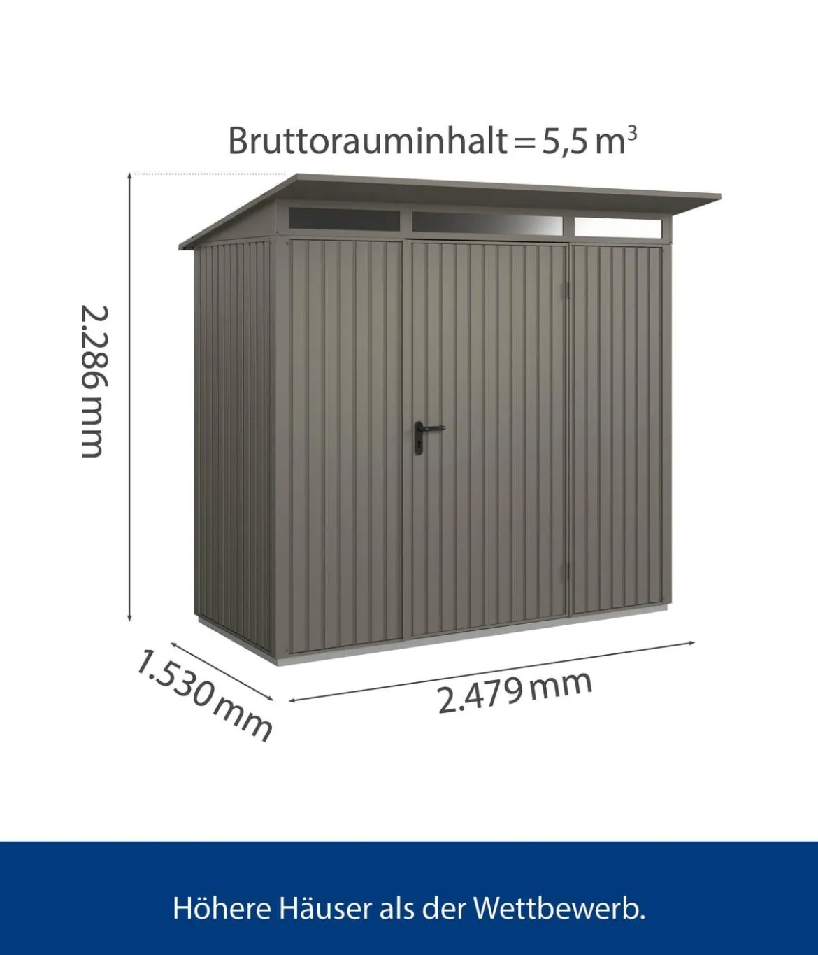 Hörmann Berry-Gerätehaus Classic-P Typ 1, ca. B247,9/H228,6/T153 cm