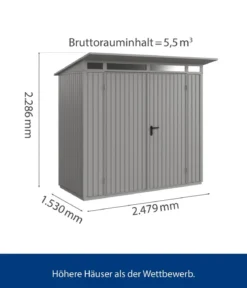Hörmann Berry-Gerätehaus Classic-P Typ 1, ca. B247,9/H228,6/T153 cm