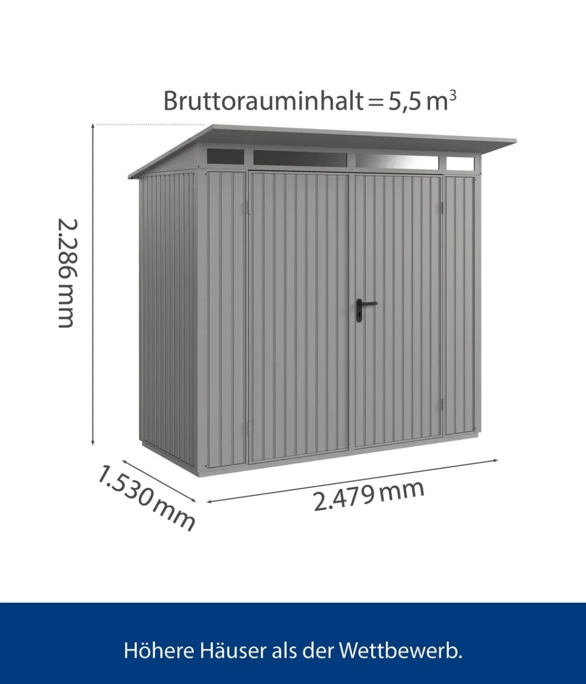 Hörmann Berry-Gerätehaus Classic-P Typ 1, ca. B247,9/H228,6/T153 cm
