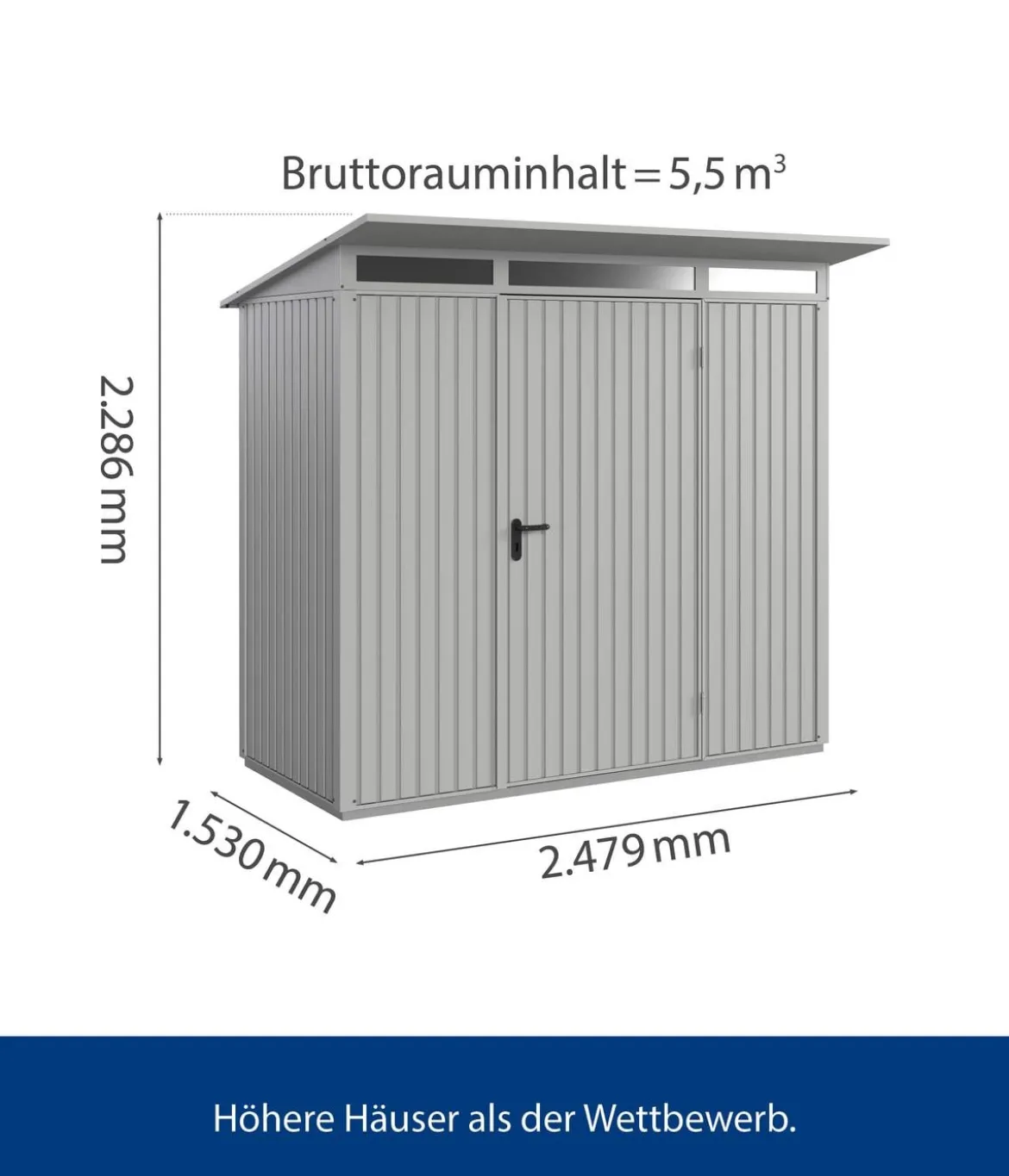 Hörmann Berry-Gerätehaus Classic-P Typ 1, ca. B247,9/H228,6/T153 cm