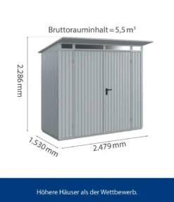 Hörmann Berry-Gerätehaus Classic-P Typ 1, ca. B247,9/H228,6/T153 cm