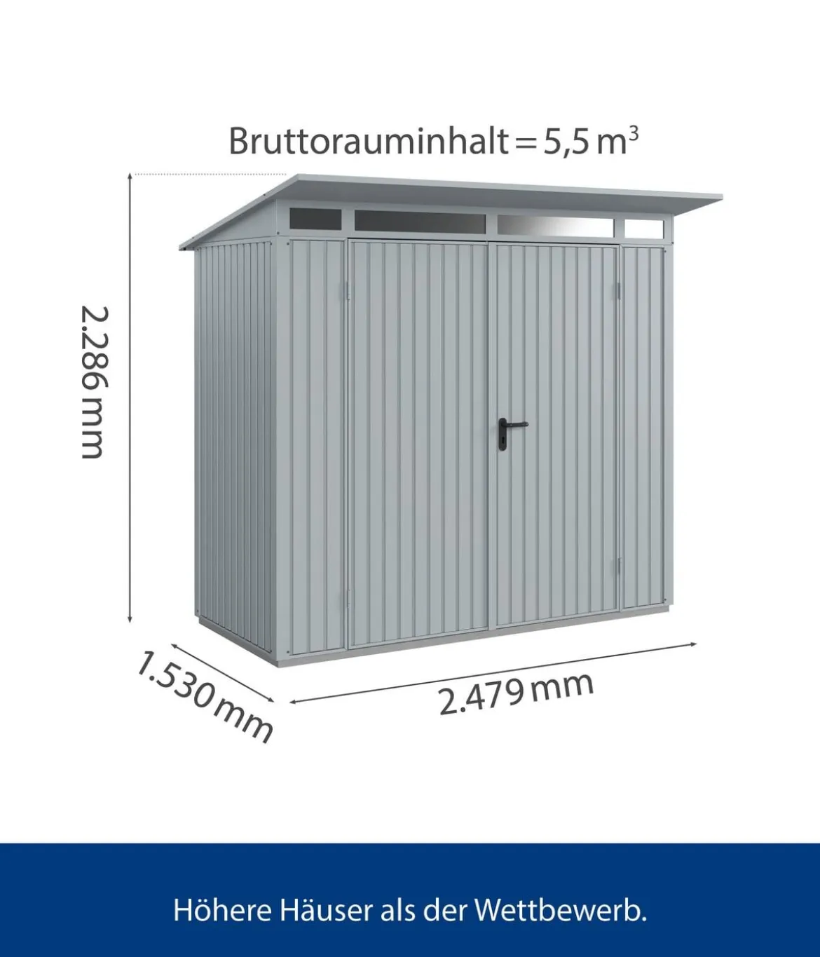 Hörmann Berry-Gerätehaus Classic-P Typ 1, ca. B247,9/H228,6/T153 cm