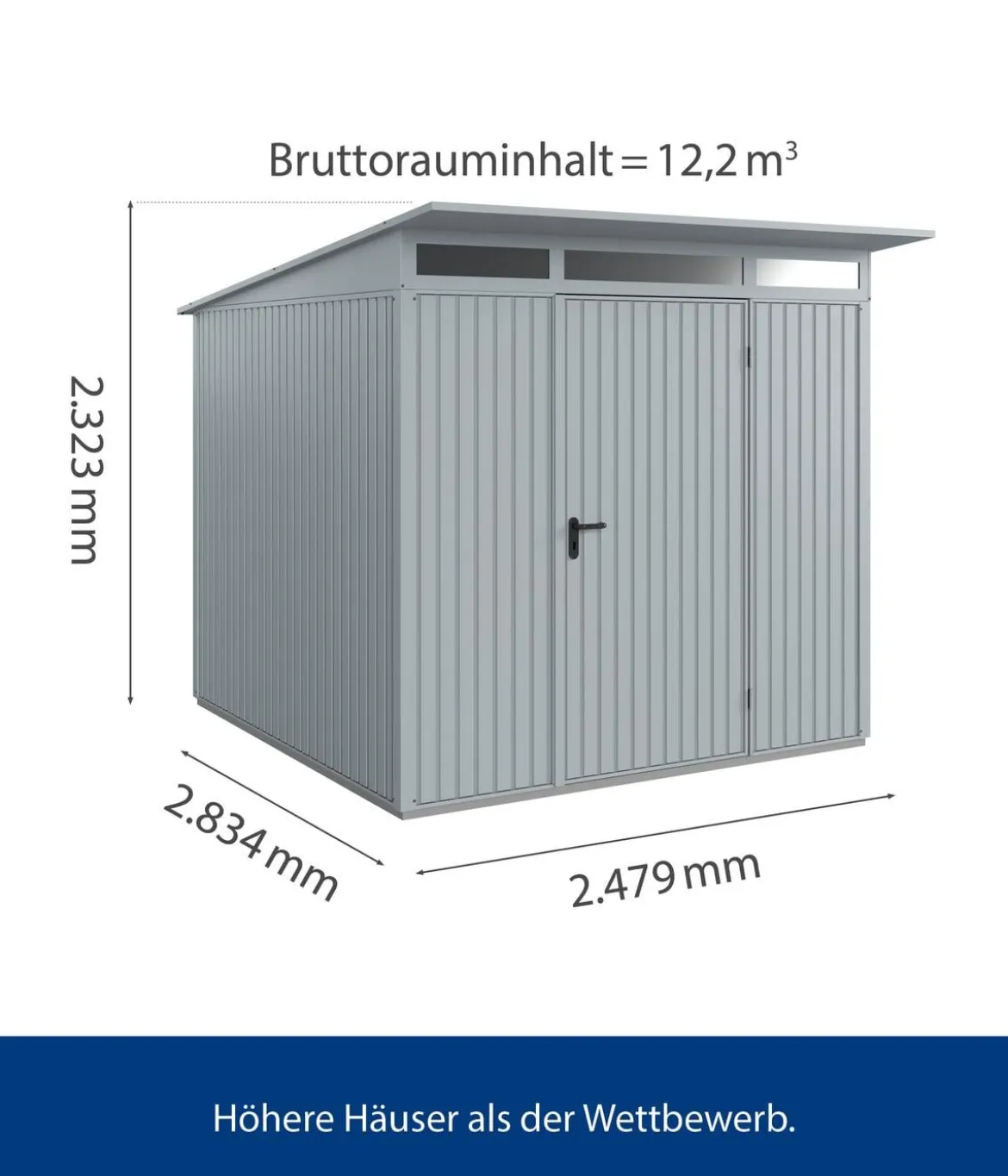 Hörmann Berry-Gerätehaus Classic-P Typ 2, ca. B247,9/H232,3/T283,4 cm
