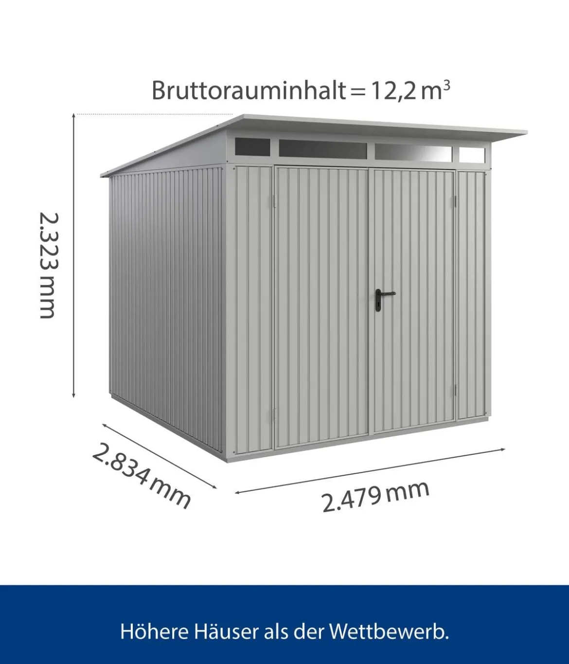 Hörmann Berry-Gerätehaus Classic-P Typ 2, ca. B247,9/H232,3/T283,4 cm
