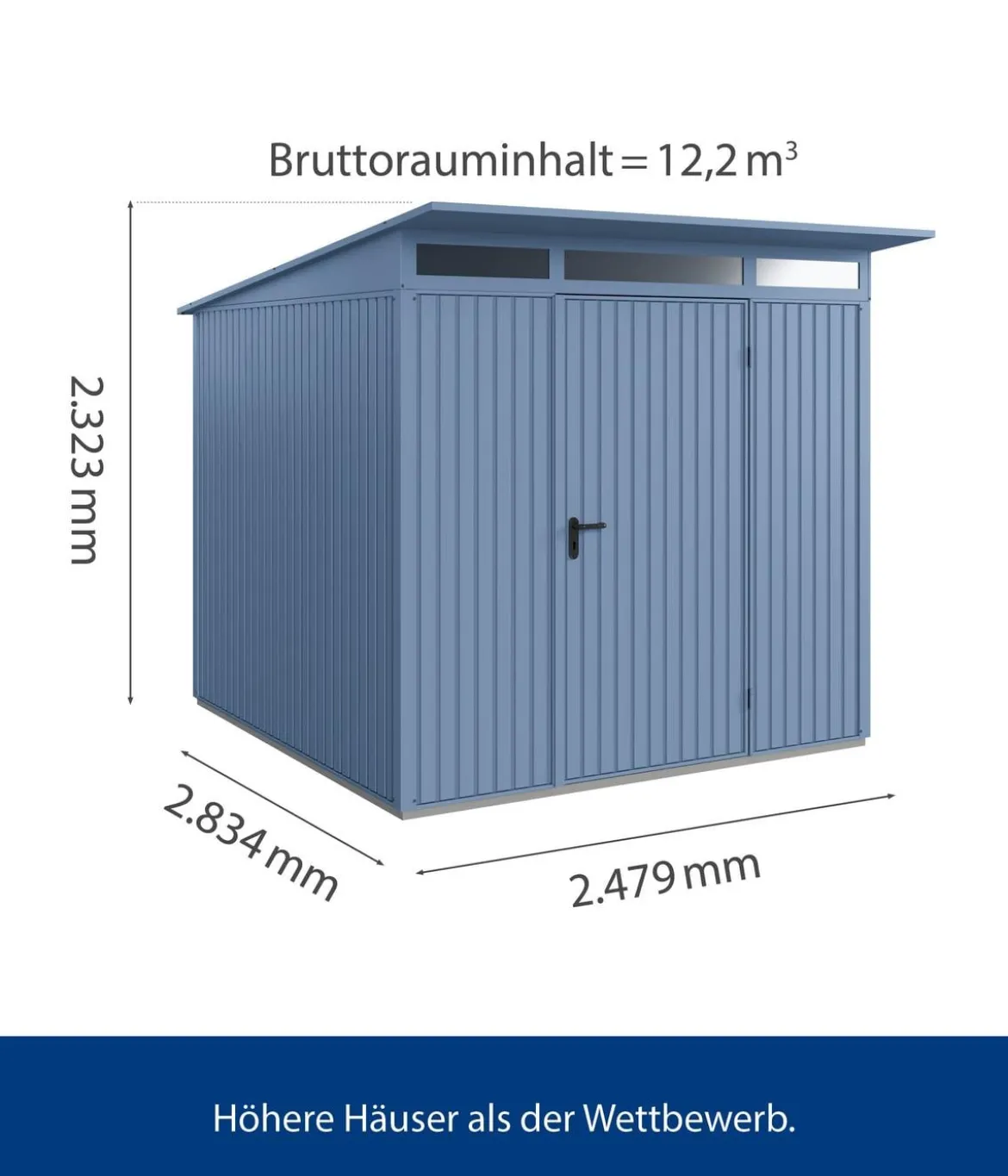 Hörmann Berry-Gerätehaus Classic-P Typ 2, ca. B247,9/H232,3/T283,4 cm