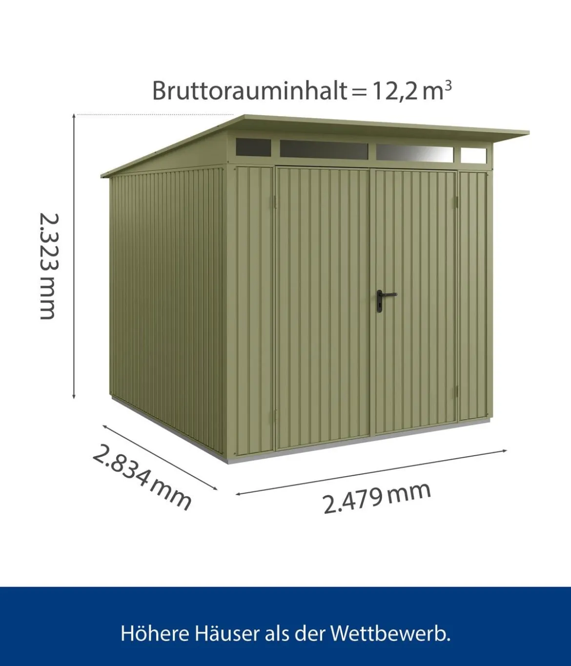 Hörmann Berry-Gerätehaus Classic-P Typ 2, ca. B247,9/H232,3/T283,4 cm