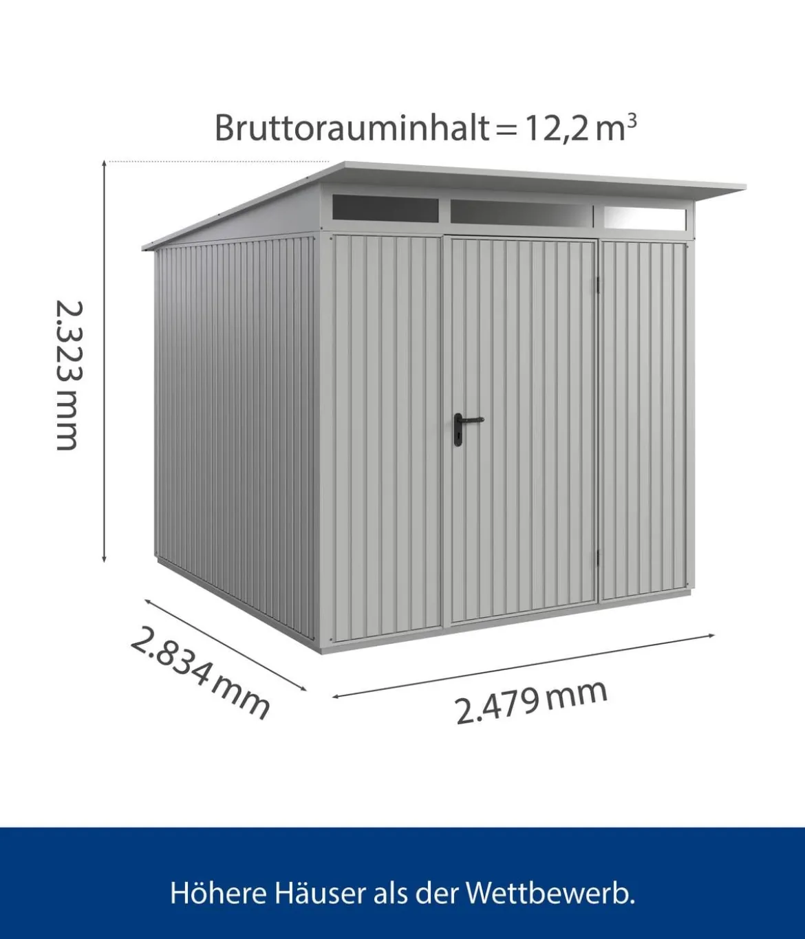 Hörmann Berry-Gerätehaus Classic-P Typ 2, ca. B247,9/H232,3/T283,4 cm