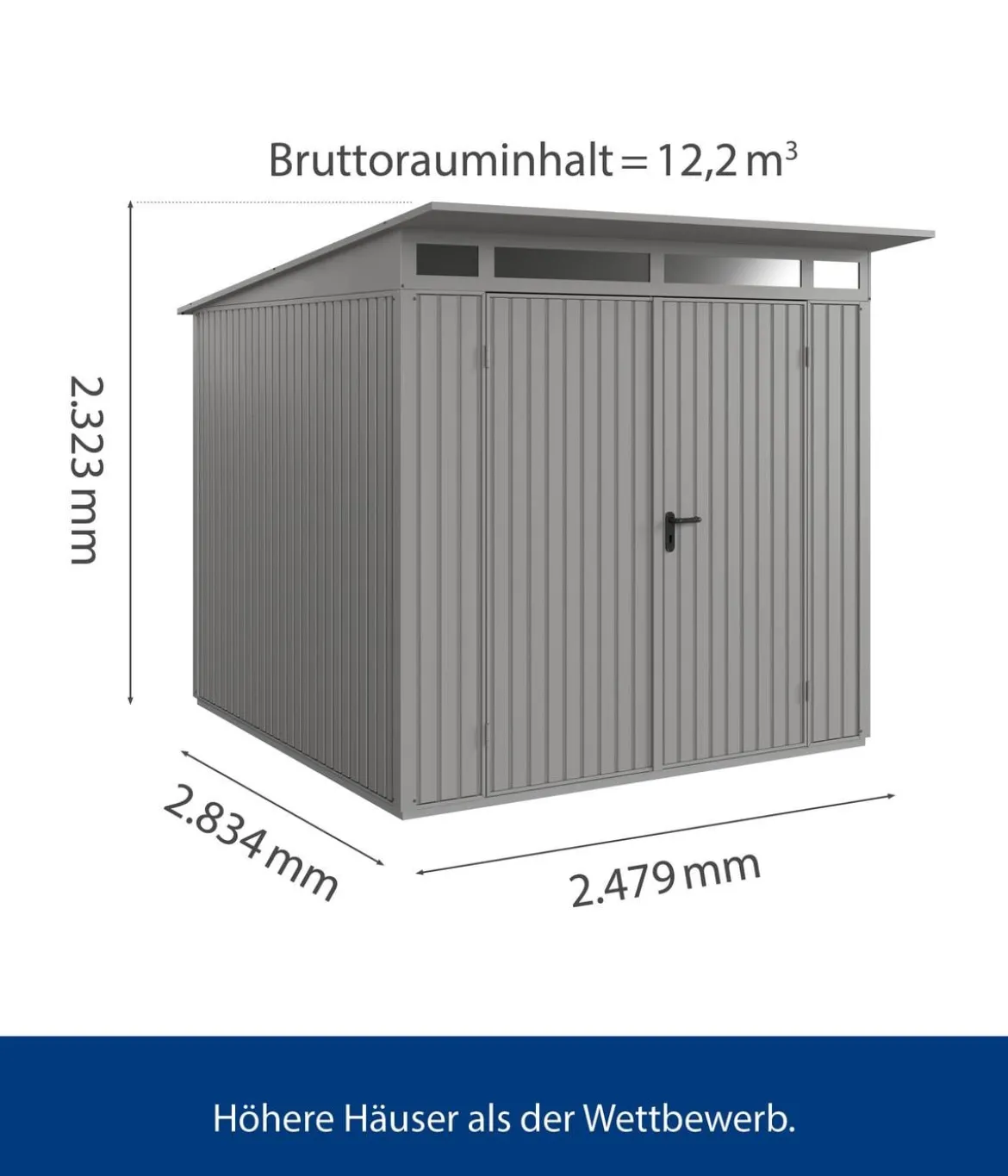 Hörmann Berry-Gerätehaus Classic-P Typ 2, ca. B247,9/H232,3/T283,4 cm