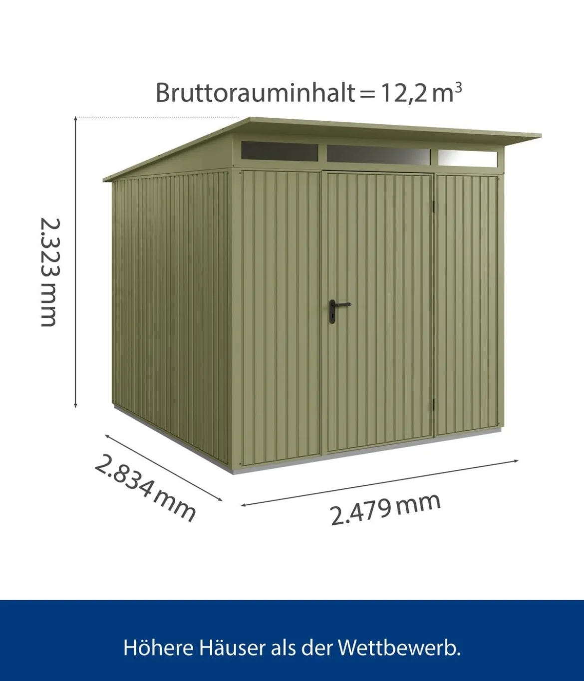 Hörmann Berry-Gerätehaus Classic-P Typ 2, ca. B247,9/H232,3/T283,4 cm
