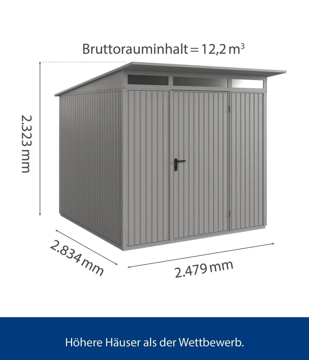 Hörmann Berry-Gerätehaus Classic-P Typ 2, ca. B247,9/H232,3/T283,4 cm