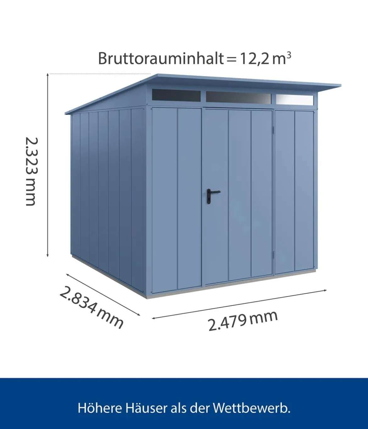 Hörmann Berry-Gerätehaus Modern-P Typ 2, ca. B247,9/H232,3/T283,4 cm