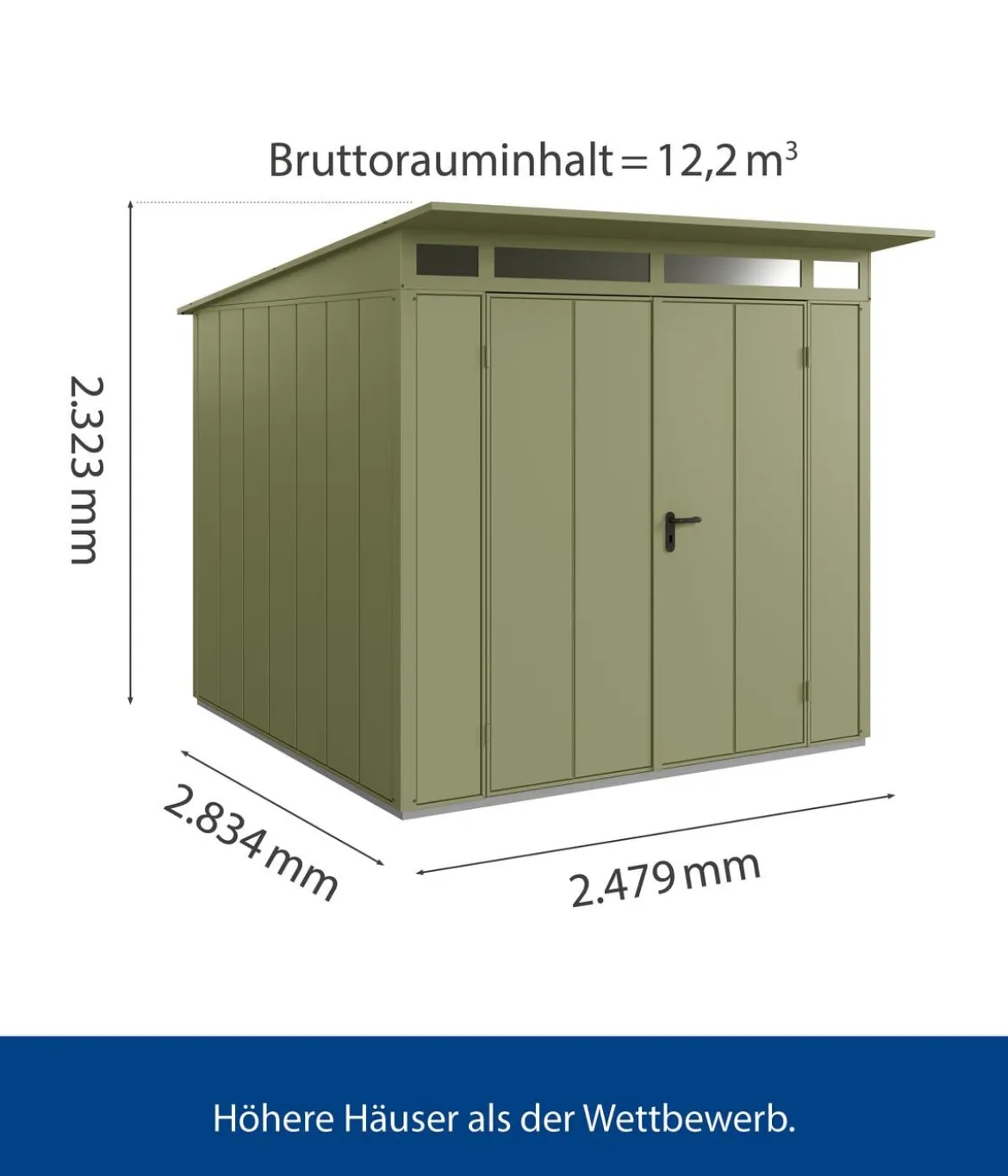 Hörmann Berry-Gerätehaus Modern-P Typ 2, ca. B247,9/H232,3/T283,4 cm