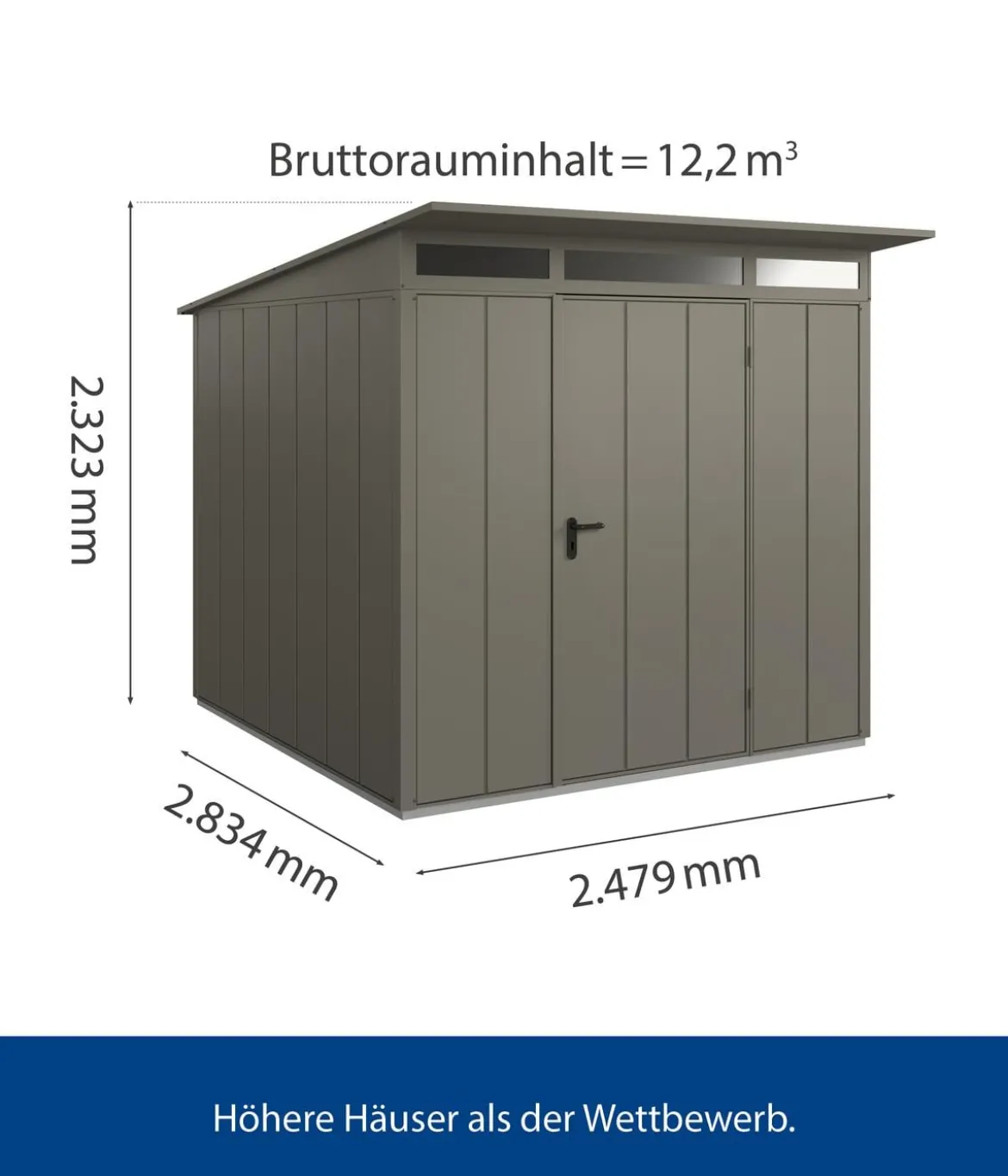 Hörmann Berry-Gerätehaus Modern-P Typ 2, ca. B247,9/H232,3/T283,4 cm