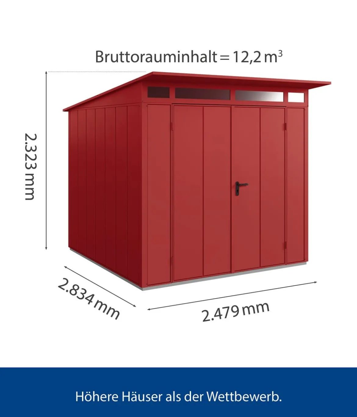 Hörmann Berry-Gerätehaus Modern-P Typ 2, ca. B247,9/H232,3/T283,4 cm