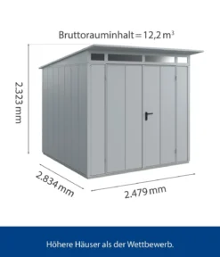 Hörmann Berry-Gerätehaus Modern-P Typ 2, ca. B247,9/H232,3/T283,4 cm