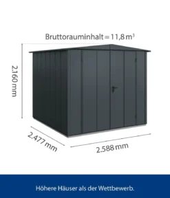 Hörmann Berry-Gerätehaus Modern-S Typ 2, ca. B258,8/H216/T247,7 cm
