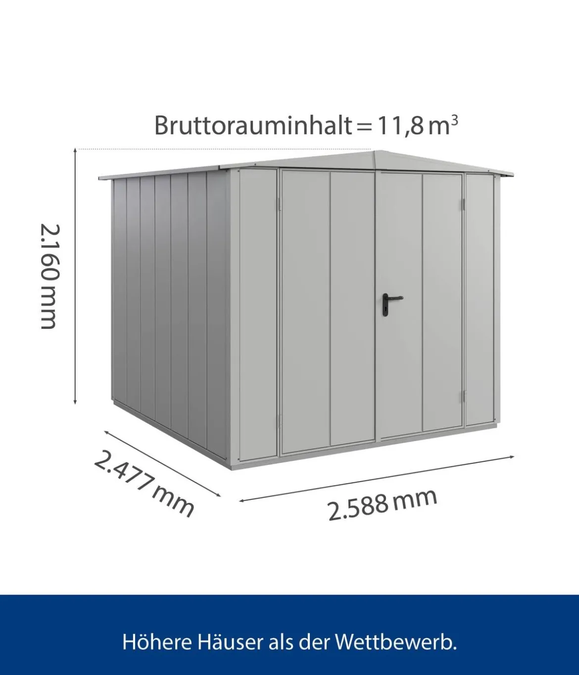 Hörmann Berry-Gerätehaus Modern-S Typ 2, ca. B258,8/H216/T247,7 cm