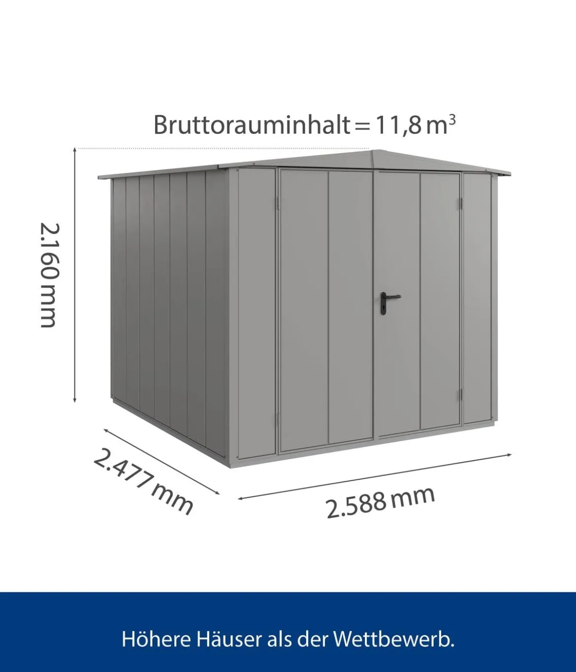 Hörmann Berry-Gerätehaus Modern-S Typ 2, ca. B258,8/H216/T247,7 cm