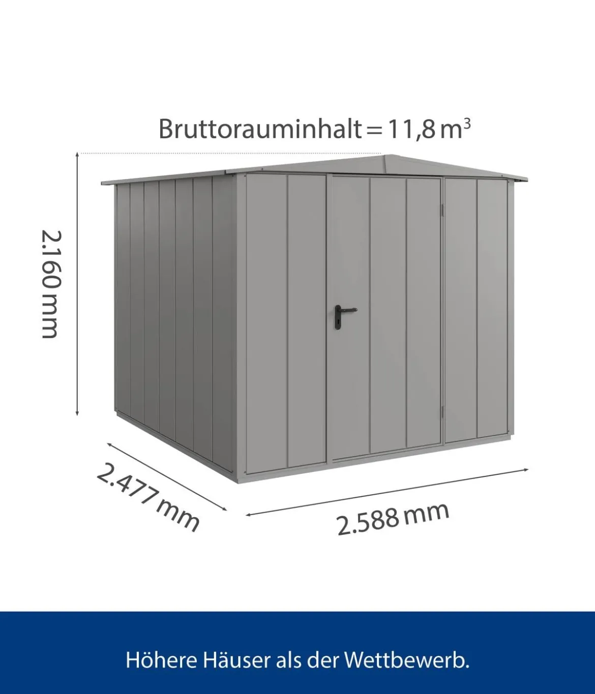 Hörmann Berry-Gerätehaus Modern-S Typ 2, ca. B258,8/H216/T247,7 cm