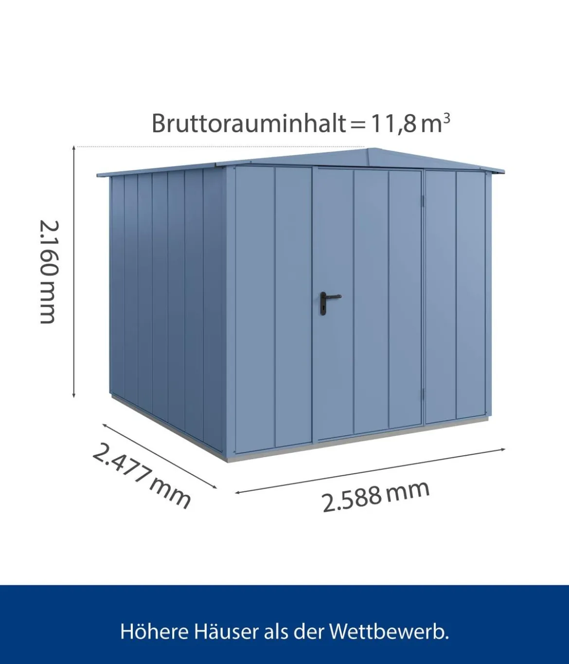 Hörmann Berry-Gerätehaus Modern-S Typ 2, ca. B258,8/H216/T247,7 cm