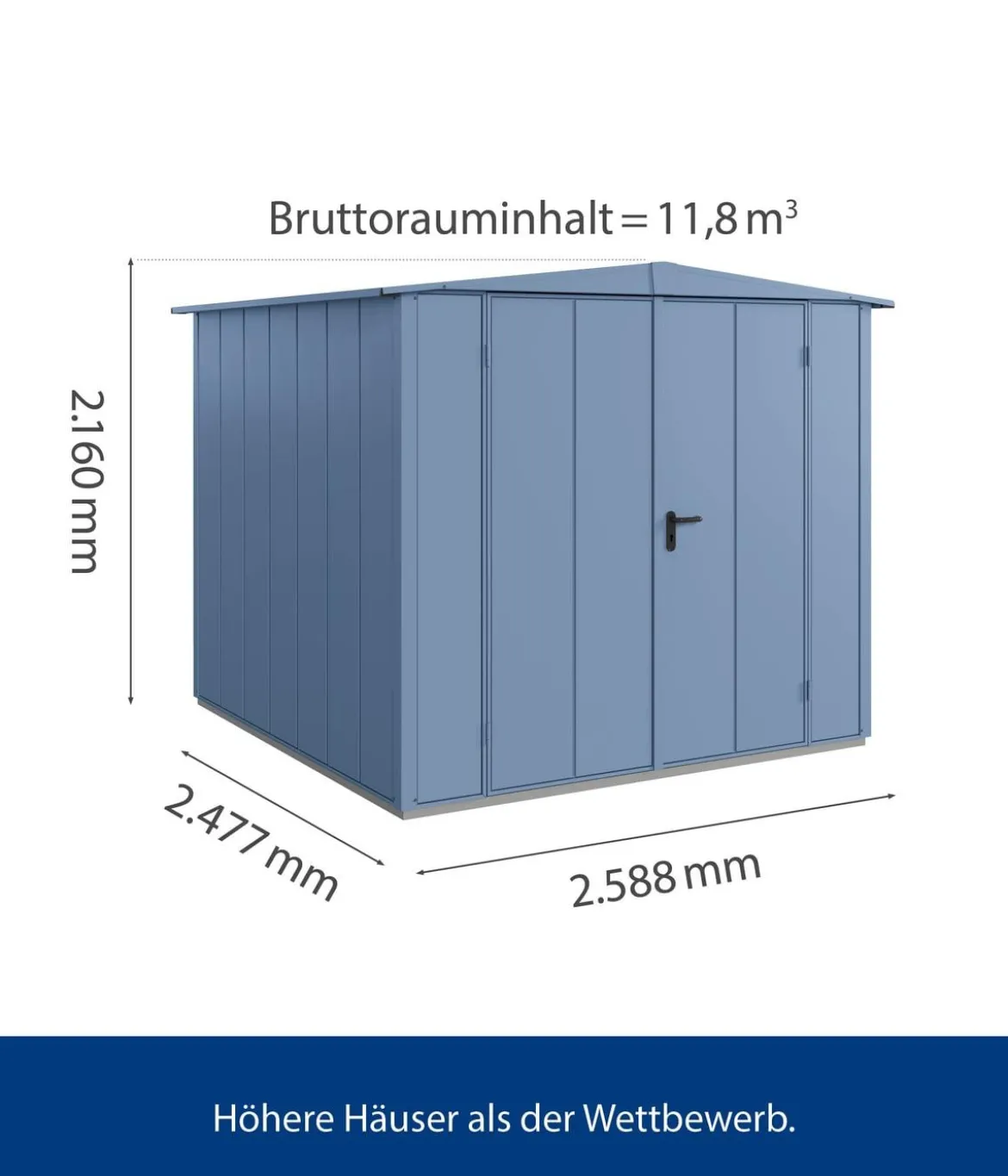 Hörmann Berry-Gerätehaus Modern-S Typ 2, ca. B258,8/H216/T247,7 cm