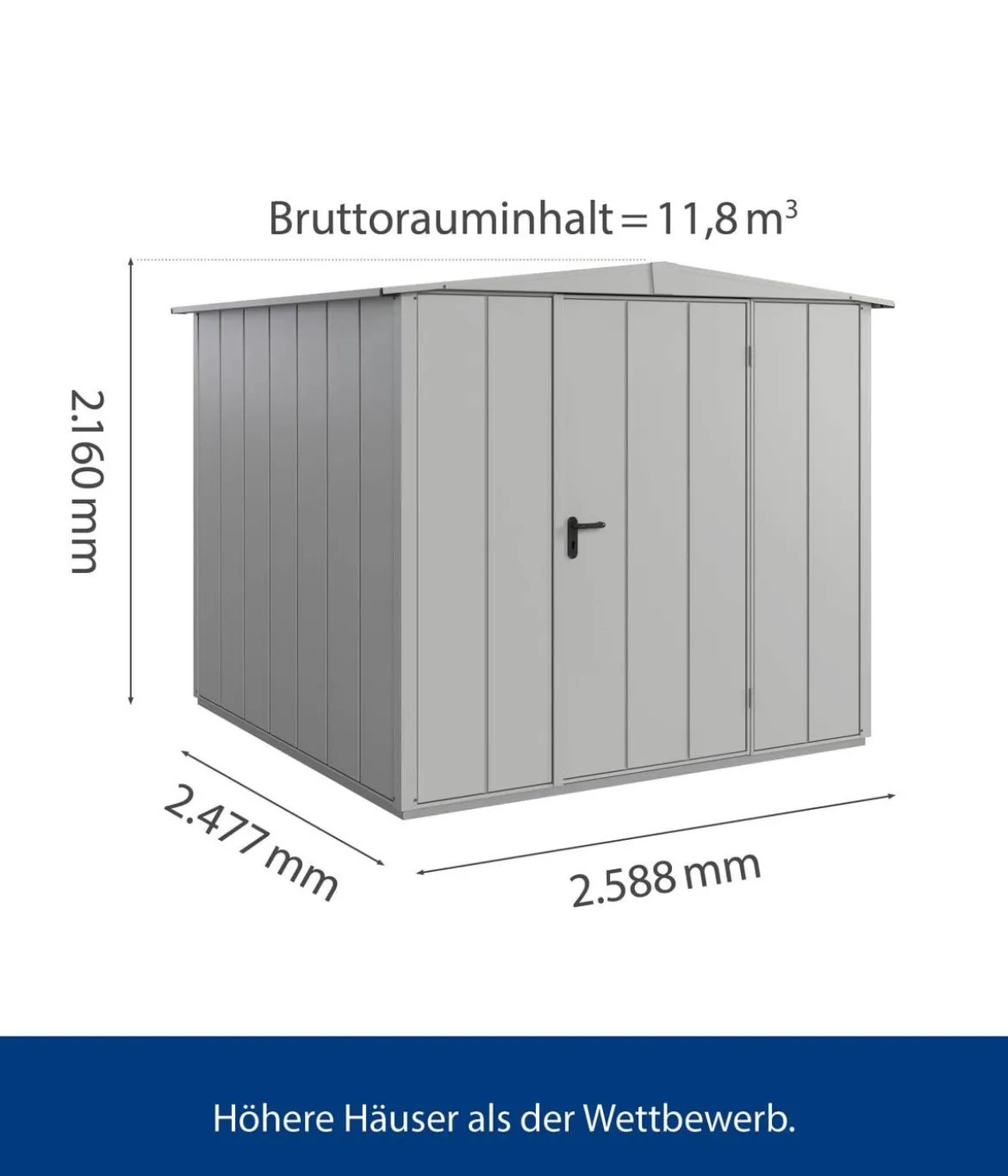 Hörmann Berry-Gerätehaus Modern-S Typ 2, ca. B258,8/H216/T247,7 cm