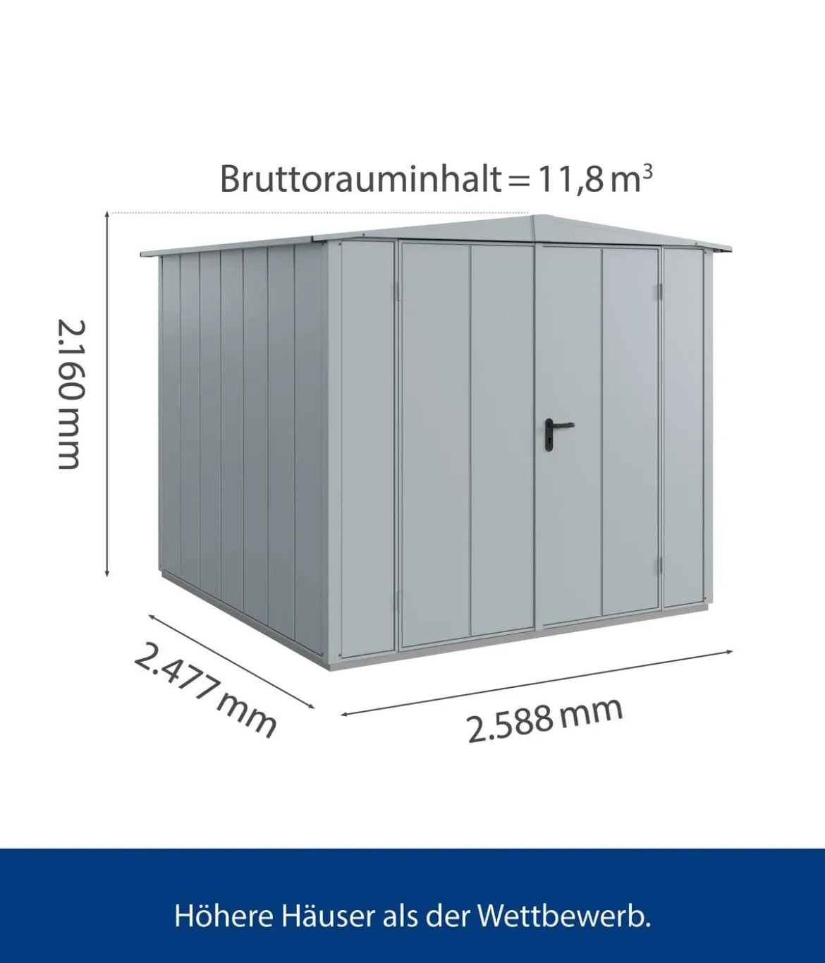 Hörmann Berry-Gerätehaus Modern-S Typ 2, ca. B258,8/H216/T247,7 cm