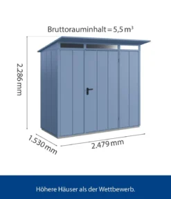 Hörmann Berry-Gerätehaus Modern-P Typ 1, ca. B247,9/H228,6/T153 cm