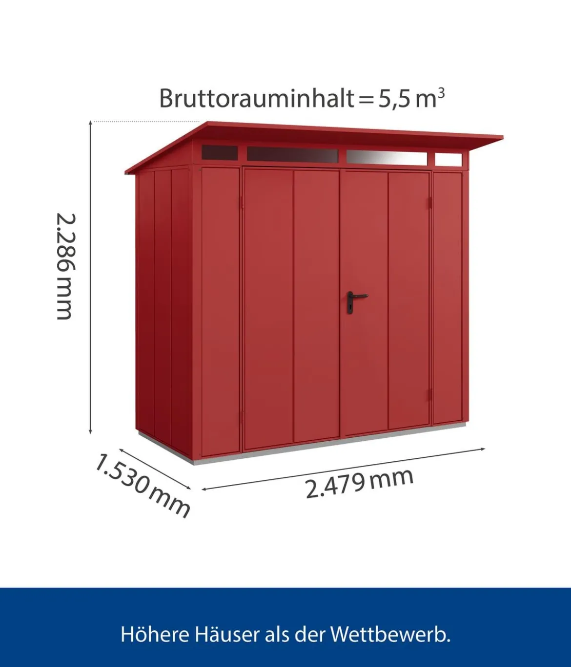 Hörmann Berry-Gerätehaus Modern-P Typ 1, ca. B247,9/H228,6/T153 cm