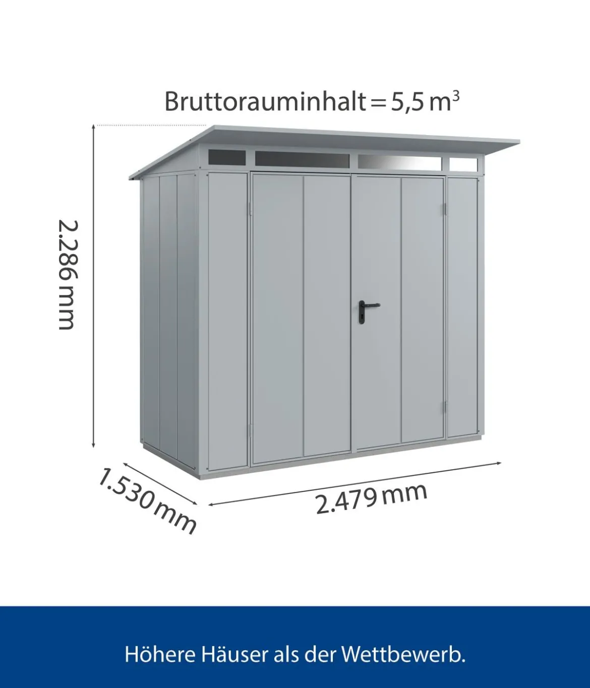 Hörmann Berry-Gerätehaus Modern-P Typ 1, ca. B247,9/H228,6/T153 cm