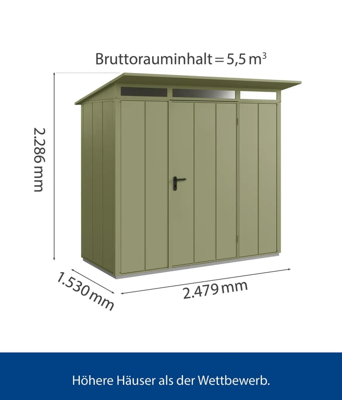Hörmann Berry-Gerätehaus Modern-P Typ 1, ca. B247,9/H228,6/T153 cm