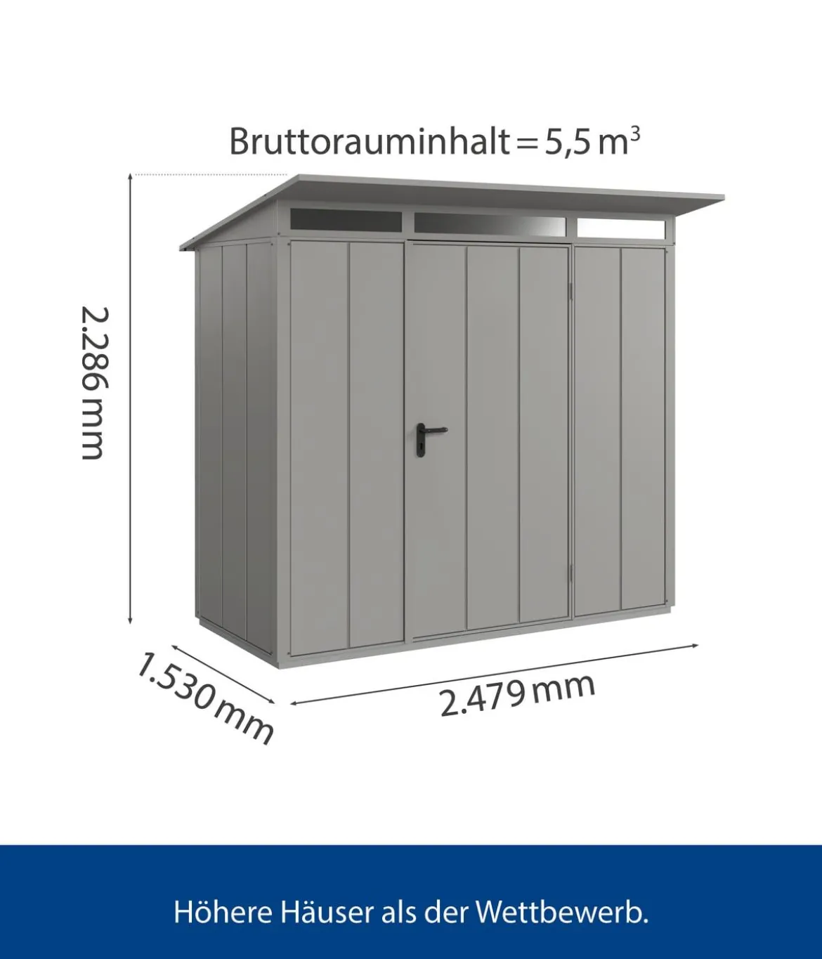 Hörmann Berry-Gerätehaus Modern-P Typ 1, ca. B247,9/H228,6/T153 cm