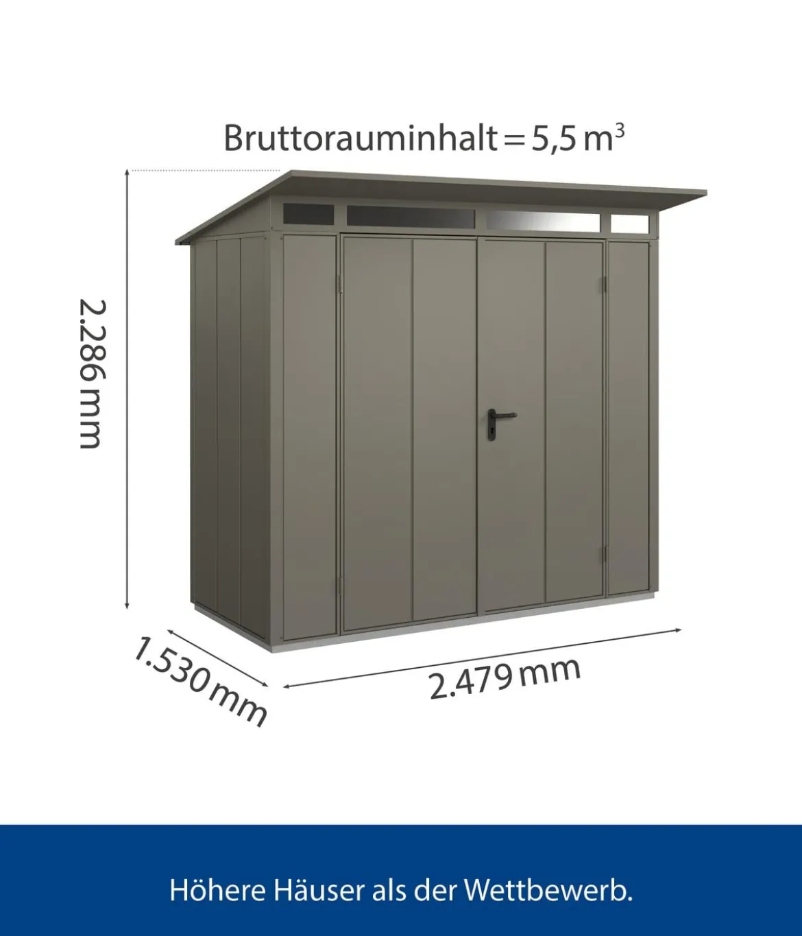 Hörmann Berry-Gerätehaus Modern-P Typ 1, ca. B247,9/H228,6/T153 cm