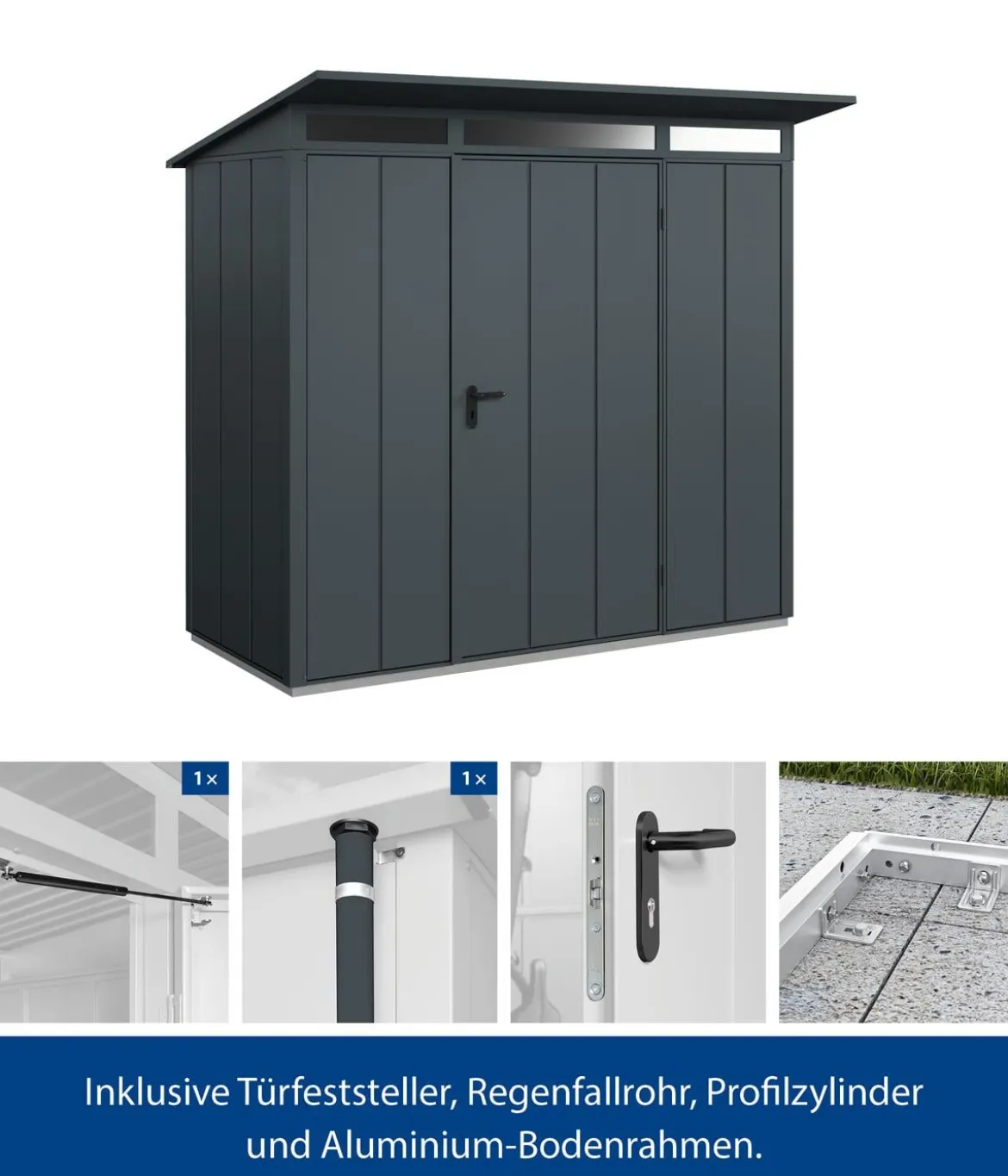 Hörmann Berry-Gerätehaus Modern-P Typ 1, ca. B247,9/H228,6/T153 cm